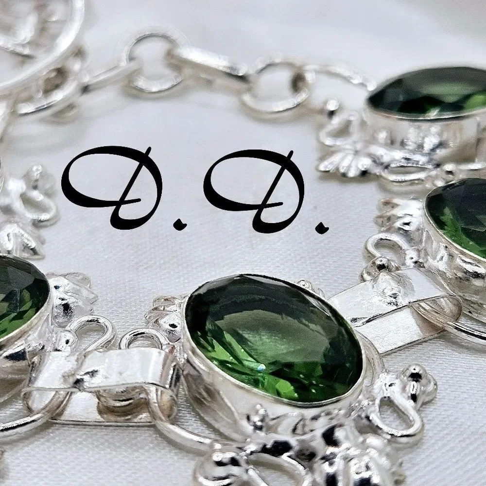 Green Amethyst Tennis Bracelet on 925 Sterling Silver